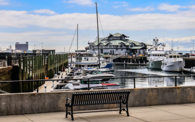 Boat dock along the river in Boston