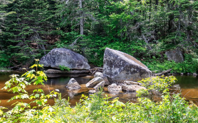 Boulders in the river along Park Tote Road in Baxter State Park