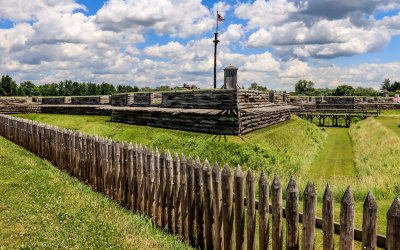Looking across the Southwest bastion towards the drawbridge in Fort Stanwix NM