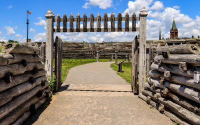 Fort entryway through the spike wall in Fort Stanwix NM