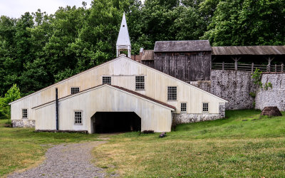 Cast house containing the furnace stack in Hopewell Furnace NHS