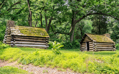 Reconstructed army huts in Valley Forge NHP