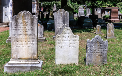 Grave markers at the Immanuel Church in New Castle in First State NHP