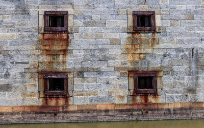Cannon Ports as seen from outside the fort in Fort Delaware State Park