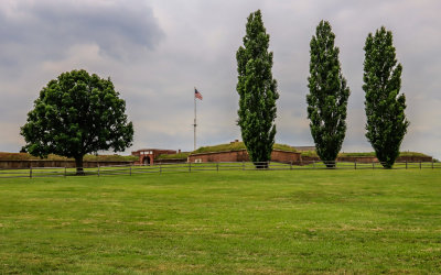 View of Fort McHenry from outside the visitor center in Fort McHenry NM and HS