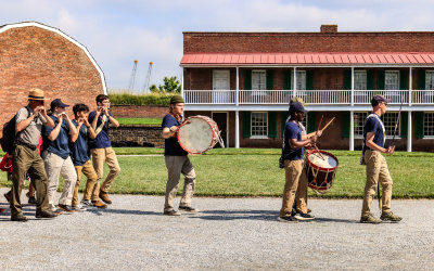 Park Service Ranger and local band in Fort McHenry NM and HS