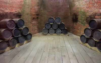 Gunpowder kegs stored in the ravelin magazine in Fort McHenry NM and HS