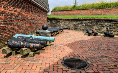 Cannon barrels in reserve in Fort McHenry NM and HS