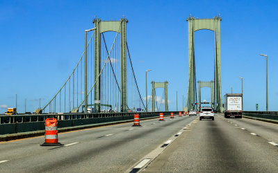 Approaching the Delaware Memorial Bridge over the Delaware River in Philadelphia