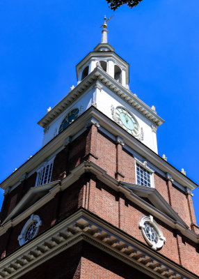 Looking up at the Independence Hall tower in Independence NHP