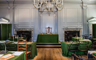 The Assembly Room where the Declaration of Independence was adopted in 1776 in Independence NHP