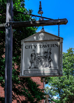 Establishment sign for City Tavern in Independence NHP