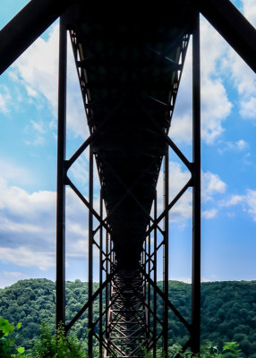 Directly under the New River Gorge Bridge on the Fayette Station Road in New River Gorge National Park