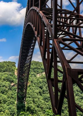 Closeup from under the New River Gorge Bridge in New River Gorge National Park