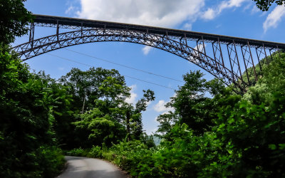 The New River Gorge Bridge from along the Fayette Station Road in New River Gorge National Park