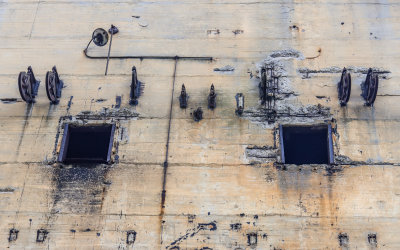 Pulleys on the side of the C & O Coaling Tower in Thurmond in New River Gorge National Park