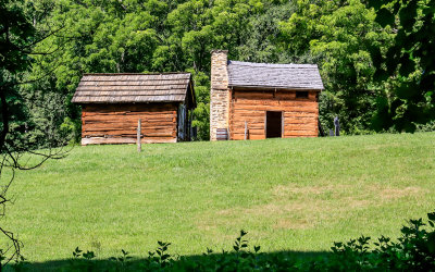 Smokehouse and Kitchen Cabin, where Booker T. Washington lived, in Booker T Washington National Monument