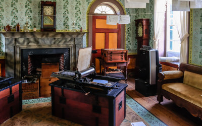 Printing machine, used to print Confederate Soldier parole passes, in the Clover Hill Tavern in Appomattox Court House NHP