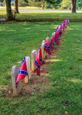 Graves of eighteen Confederate Soldiers and one Union soldier at the Confederate Cemetery in Appomattox Court House NHP