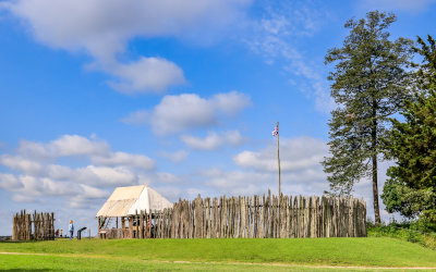 James Fort wall and flag stand at Jamestown in Colonial NHP