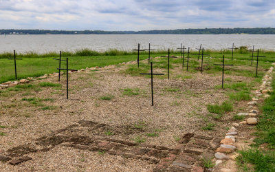 Some of the over thirty graves at the first Fort James burial ground (1607) at Jamestown in Colonial NHP