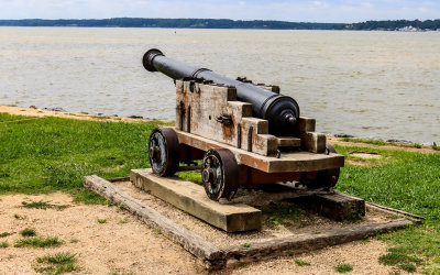 Cannon overlooks the James River at Jamestown in Colonial NHP