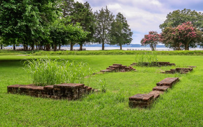 Swanns Tavern ruins overlooking the James River in New Towne at Jamestown in Colonial NHP
