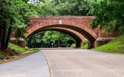 Twin brick bridges along the Colonial Parkway in Colonial NHP
