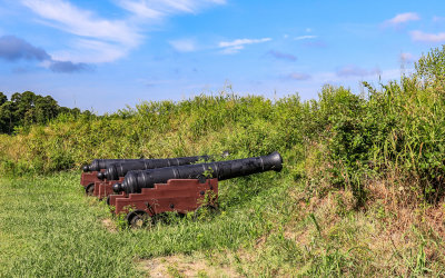 British cannons at Redoubt Number 9 at Yorktown in Colonial NHP
