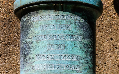 Inscription stamped on all 244 British artillery pieces surrendered at Yorktown in Colonial NHP