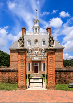 Front gate and the Governors Palace in Colonial Williamsburg