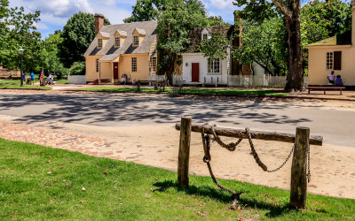 A hitching post along Duke of Gloucester Street in Colonial Williamsburg