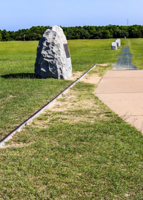 First Flight Boulder, flier track and markers for the first four flights in Wright Brothers National Memorial