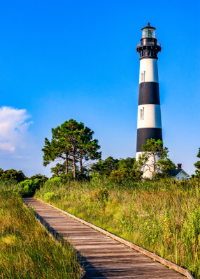 The Bodie Island Lighthouse from the boardwalk in Cape Hatteras NS