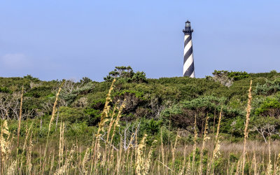 The Cape Hatteras Lighthouse (built in 1870; 198.5 ft tall) as viewed from the beach in Cape Hatteras NS