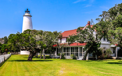 The Ocracoke Lighthouse (built 1823; 75 ft tall) on Ocracoke Island in Cape Hatteras NS