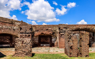 Casement ruins on the left flank of the fort in Fort Sumter National Monument