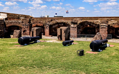 Cannon display and left face casement in Fort Sumter National Monument