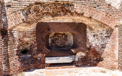 Bricked-up cannon port in Fort Sumter National Monument