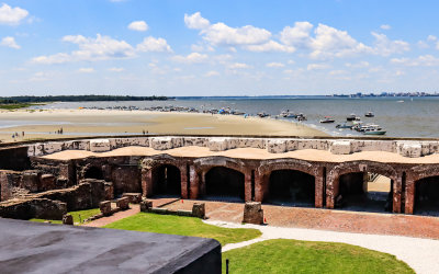 View over the left flank looking towards Charleston in Fort Sumter National Monument