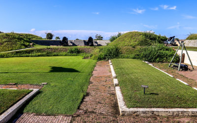 Foundations from 1809 barracks and the center of the fort at Fort Moultrie in Fort Sumter National Monument