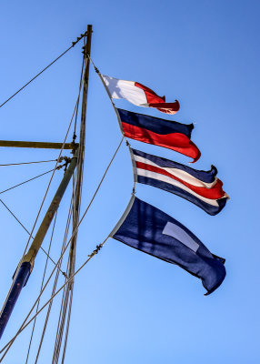 Signal flags fly from the World War II Command Post on top of Fort Moultrie in Fort Sumter National Monument