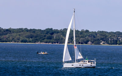 Sailboat in Charleston Harbor near Charleston South Carolina