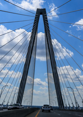 The Western tower of the Arthur Ravenel Jr Bridge near Charleston South Carolina