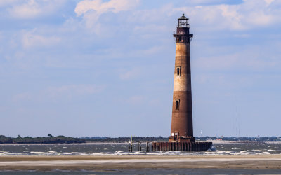 Morris Island Lighthouse from the Lighthouse Inlet Heritage Preserve on Morris Island near Charleston South Carolina
