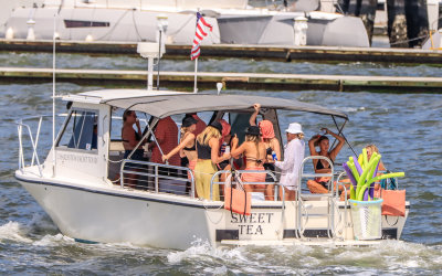 Yacht Tour participants in Charleston Harbor party near Charleston South Carolina