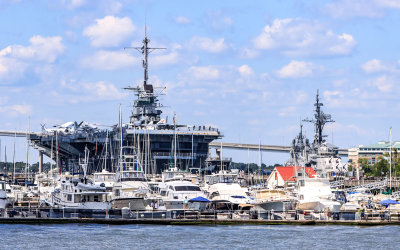 USS Yorktown and the destroyer USS Laffey parked at Patriots Point near Charleston South Carolina