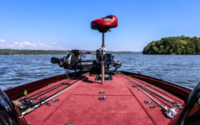 Looking over the bow of our fishing boat in Chickamauga Lake