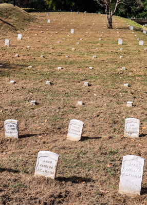 Unknown soldier headstones at the Vicksburg National Cemetery in Vicksburg NMP