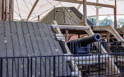 Pilothouse and 8-inch Navy smoothbore gun on the USS Cairo in Vicksburg NMP 